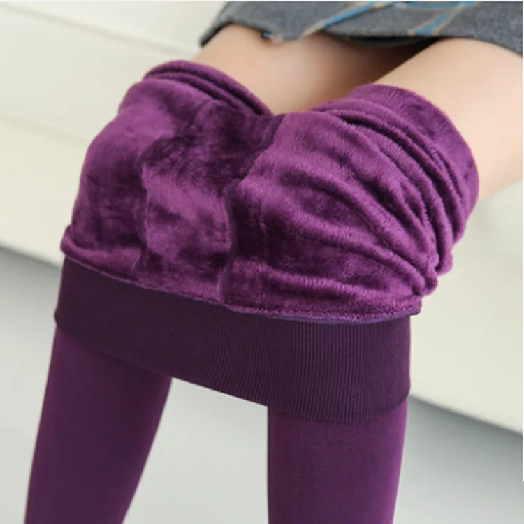 Purple UZZDSS высокое качество 230 г Осень Зима один размер Флисовая Подкладка Леггинсы для женщин - Цвет: Purple