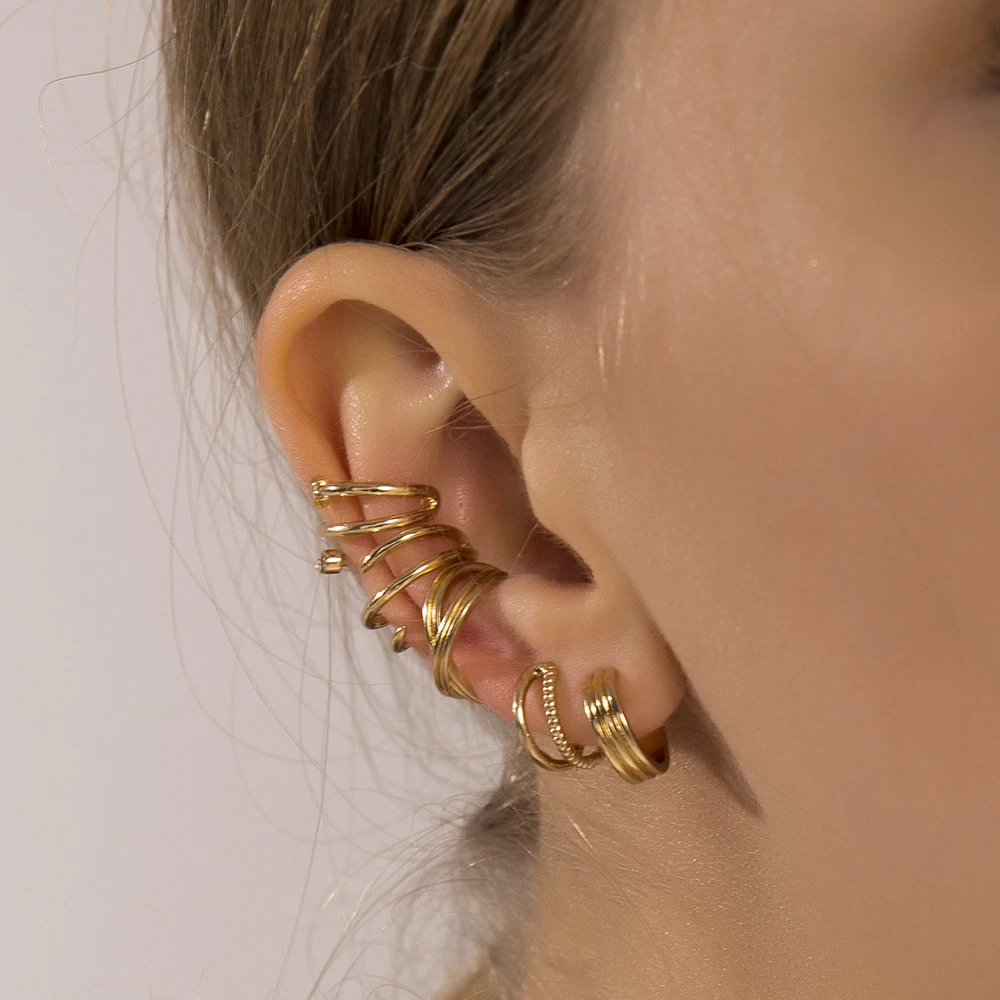 Punk Gold Plated Ear Cuff Cartilage Ear Clip for Women No Pierced C Shape Geometric Small Earcuff Wrap Earcuff Clips Jewelry