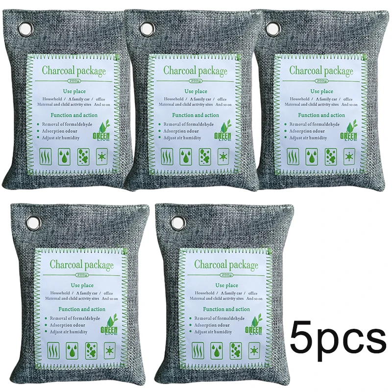 

5X Air Purifying Bags 200g Bamboo Charcoal Refrigerator Purifier Odor Remover