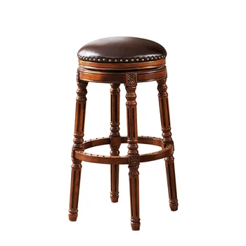 

European Bar Chair American Solid Wood Bar Chair Bar Chair High Chair Back Leather Swivel Chair Bar Stool Bar Stool