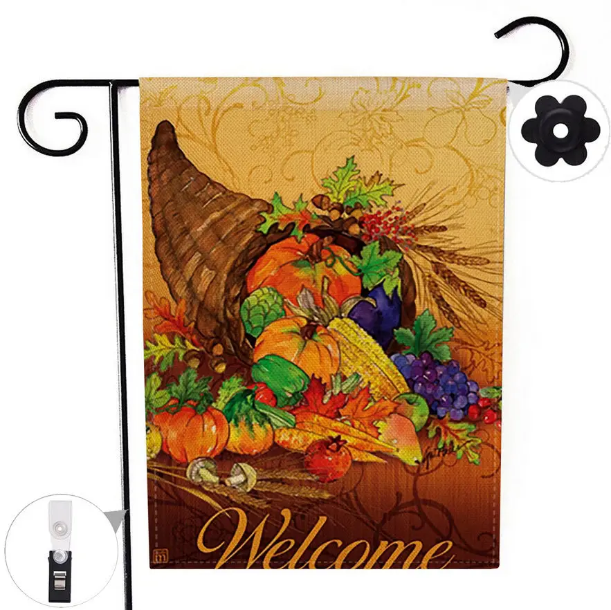 Double-sided Happy Fall Halloween Boo Garden Flag Banner with Windproof Rubber Stopper and Clip 12.5''x18.5'' 32x47cm - Цвет: 5