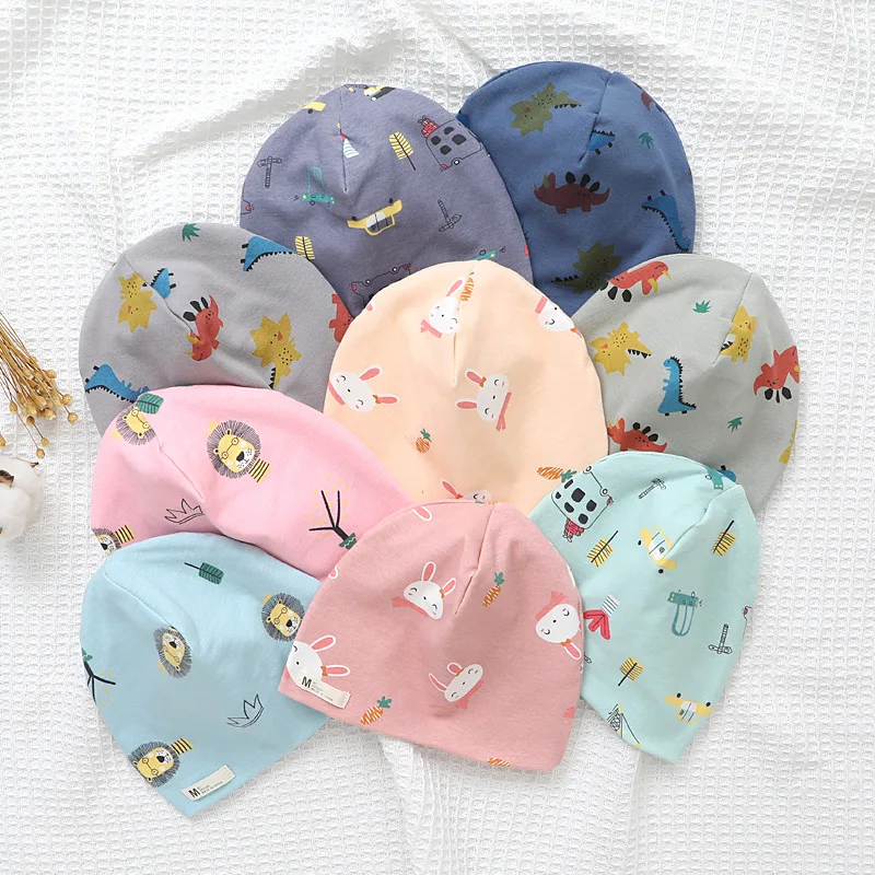 

Autumn Winter Unisex Kids Printing Cotton Beanie Caps For Boys And Girls Heart Dot Baby Hats Bonnet Children's Accessories