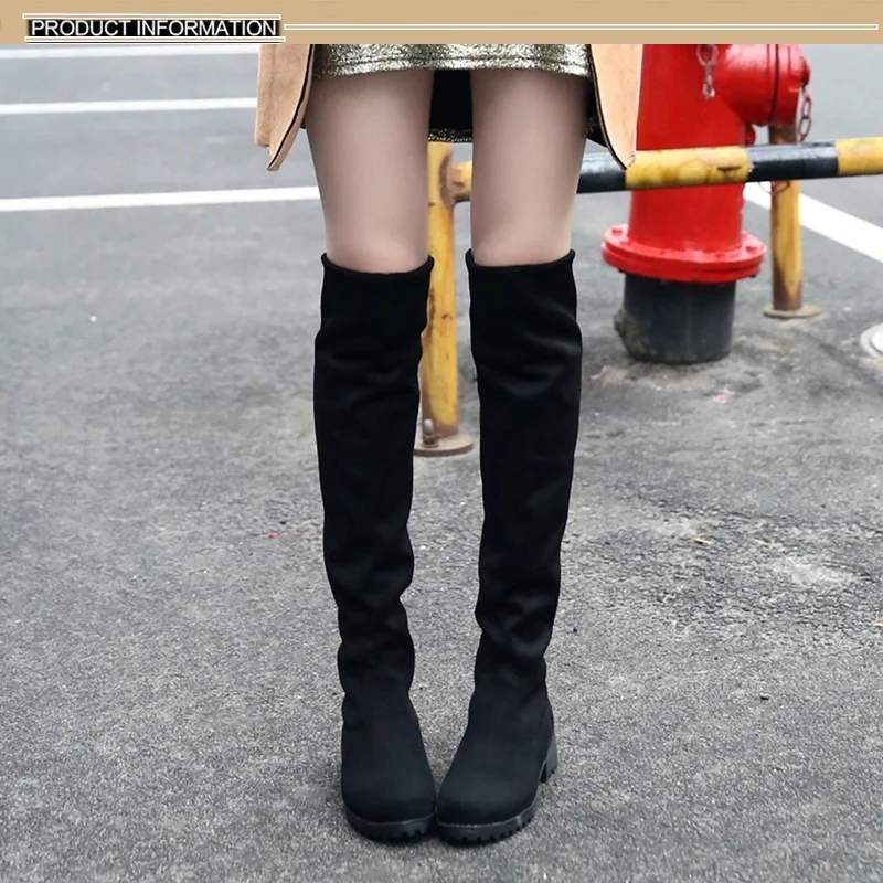 classic autumn winter boots woman fashion skinny stretch classic women's sexy black red blue over the knee high boots big size