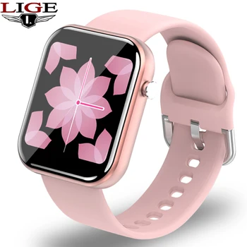 

LIGE Women Smart Watch Full Touch Big Screen Heart Rate Blood Pressure Monitor Waterproof SmartWatch Men Women for Android IOS