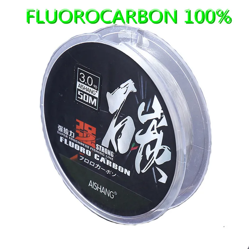 Ligne fluorocarbone 100% 50m super forte leader pêche mer ligne plongeante carbone