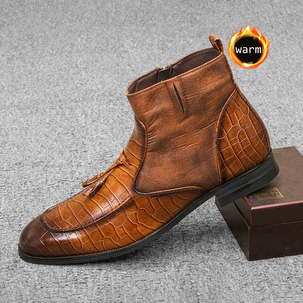 

men Chelsea Boots retro fashion comfortable mens leather boots 2020 mens winter boots 40 46 size