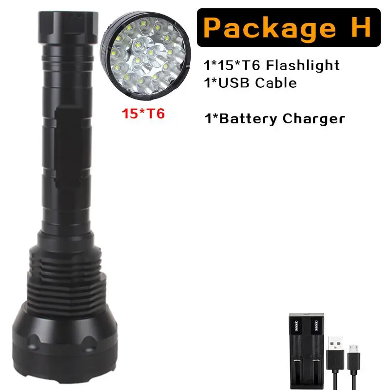 H Самый мощный XHP90 светодиодный фонарик XLamp Zoom Torch XHP70 15xT6 длинный диапазон фонарь водонепроницаемая лампа использование 18650 26650 лучший открытый - Испускаемый цвет: H