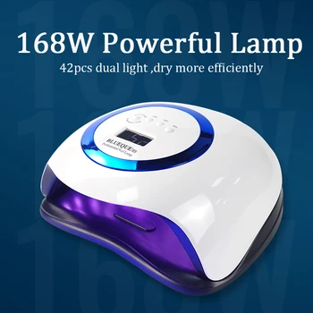 

UV LED Lamp for Nails 168W Powerful Professional Lamp for Gel Polish Drying Lamp for Nails Dryer 42 LEDs Lamp for Manicure