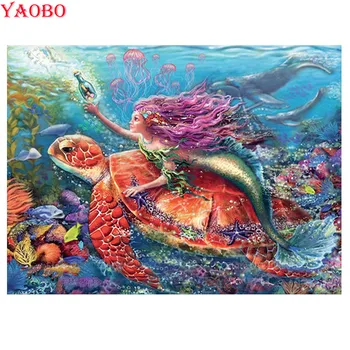 

3d diy Diamond Painting Mermaid Turtle full square Cross Stitch 5d Embroidery Mosaic Crystal paintings diamond picture cartoon