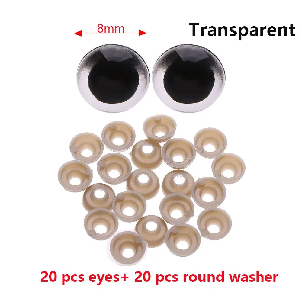 20pcs 9 Colors Puppet Crystal Plastic Safety Eyes Crafts Bear Animal Stuffed Toys Parts Washer DIY Dolls Puppet Accessories