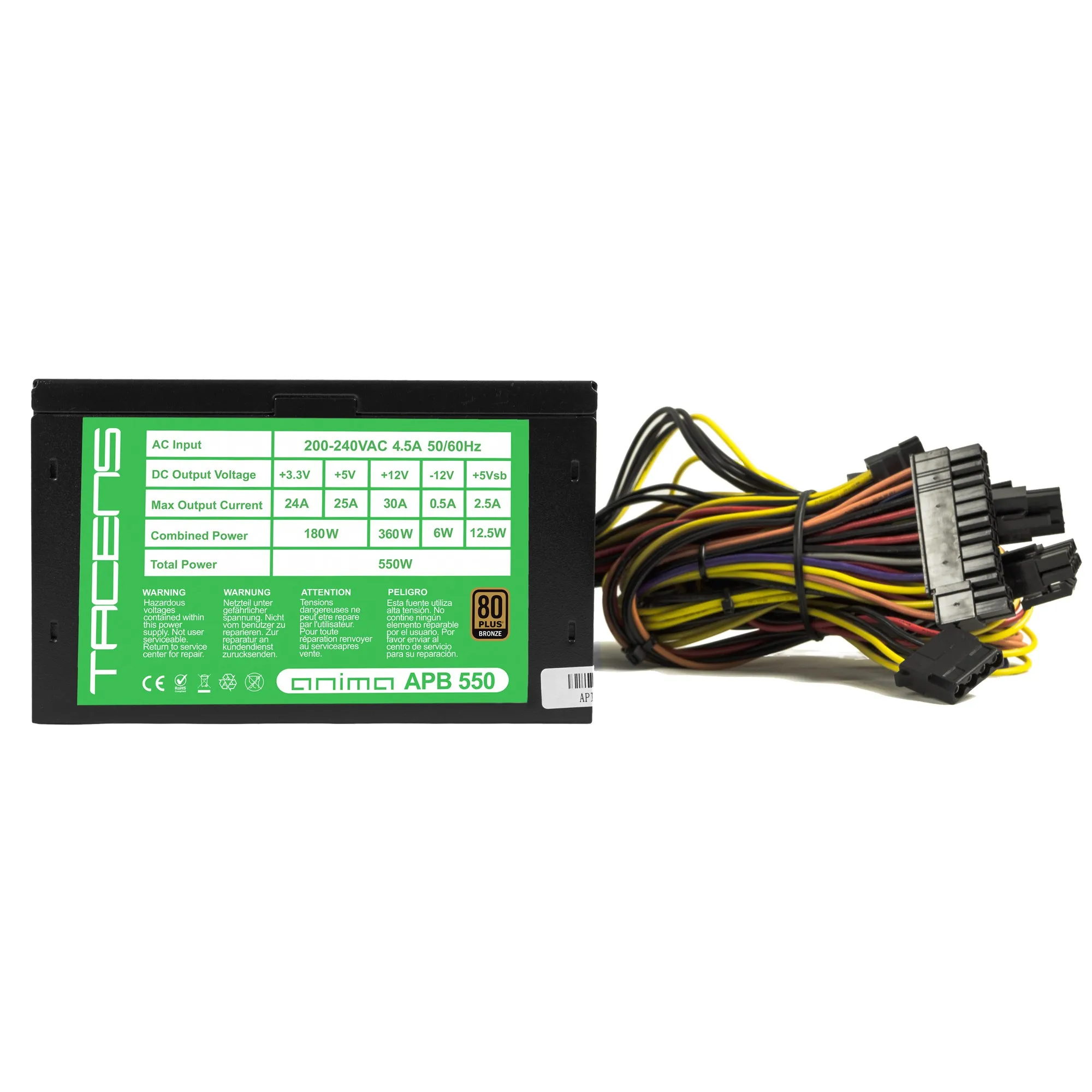 Alimentation interne GENERIQUE Alimentation PC ATX 550W - Tacens Anima  APB550 - Technologie SMD 85%