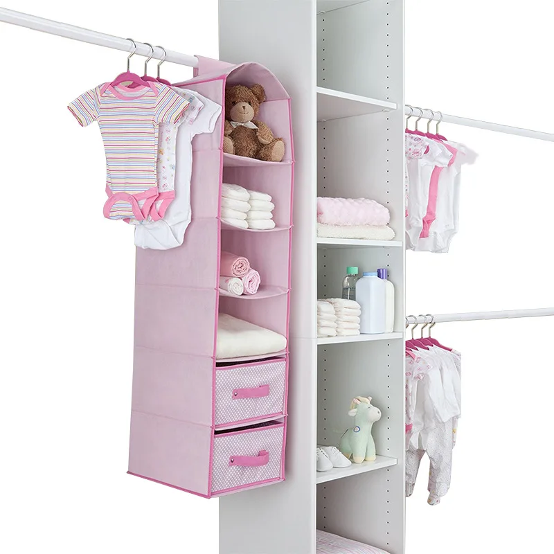 Cross Border Foldable Six Grid Wardrobe Hanging Storage Bag Nonwoven Fabric Multilayer Hanging Storage Bag