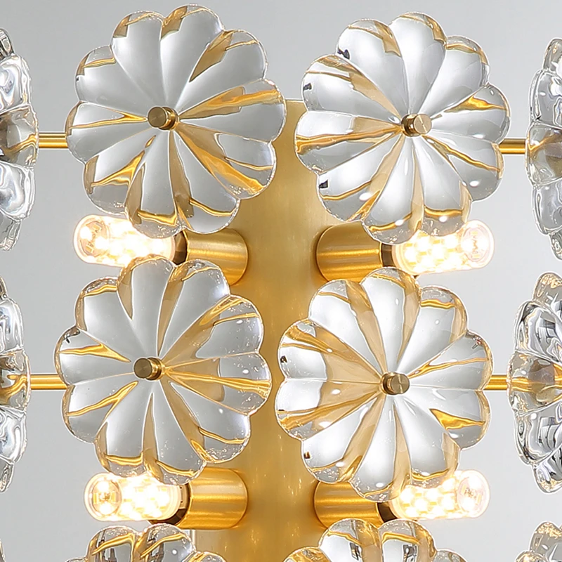 Modern Artistic Copper Flowers Wall Lamp Flower Creative Wall Light Villa Hotel Bedroom Bedside 8PCS G9 LED Bulb Sconce Light