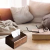 Walnut Tissue Box with Removable Lid Luxury Wooden Paper Holder Napkins Case 6