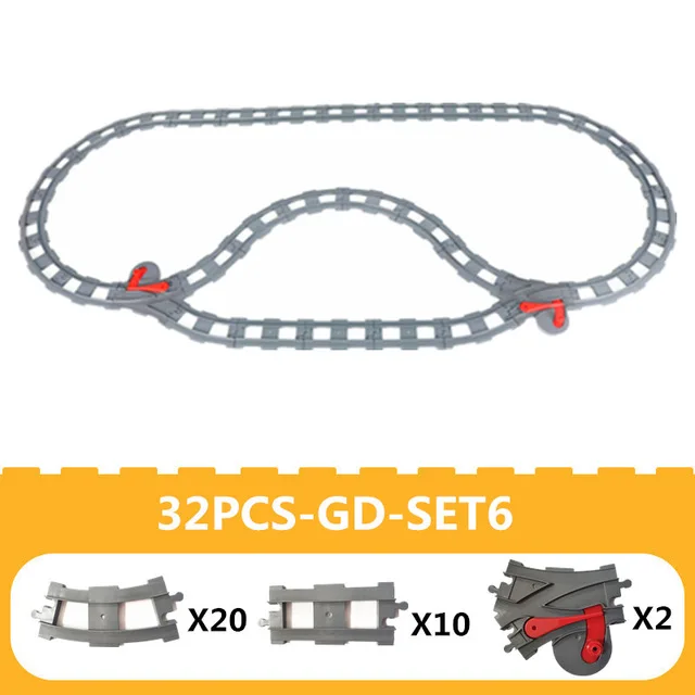 Diy поезд большой размер строительные блоки duploed железная дорога аксессуар для трека Viaduct мост части дети Duploed игрушки для детей Кирпичи - Цвет: 32PCS