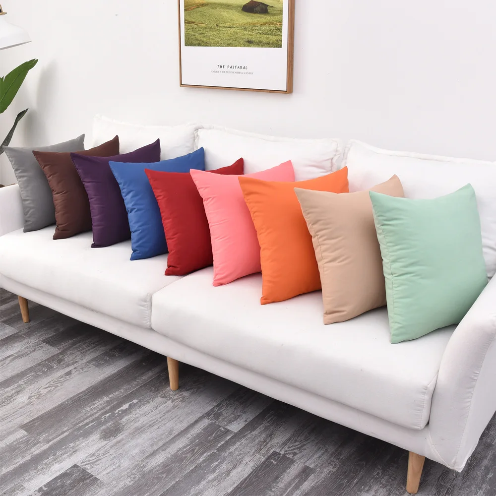 

Simple Solid Color Cushion Cover Twill Waterproof Pillow Case Outdoor Sofa Car Bed Chair Home Decor 30/35/40x40cm/45*45/50/60