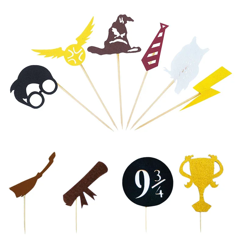 

New Style Flash Gold Harry Potter Cake Fruit Birthday Party Cake Fruit Decoration Decorative Flag Hanging Flag Pull-apart Flower