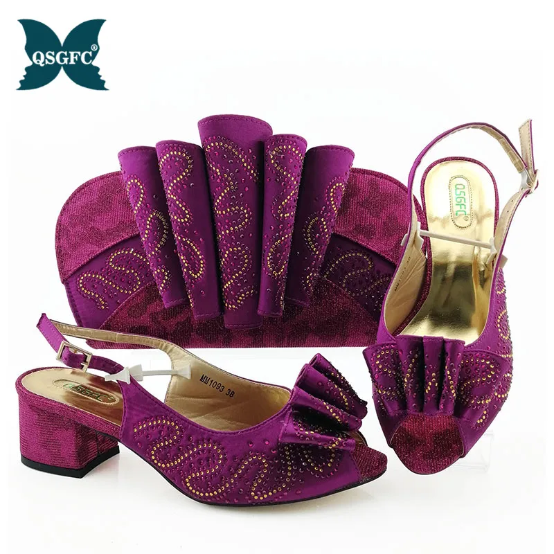 Purple new Soft Leather Italian Design Shoes with Matching Bag African Nigeria Shoes and Bag Set for Parties - Цвет: Purple