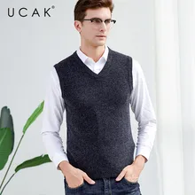 ^^Best Offers UCAK Brand Solid Pure Merino Wool Nine Colors Sweater Vests 2019 New Autumn Winter Casual Pull Homme Streetwear Sweaters U3121 ^^Best Offers UCAK Brand Solid Pure Merino Wool Nine Colors Sweater Vests 2019 New Autumn Winter Casual Pull Homme Streetwear Sweaters U3121