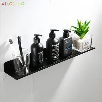 

XIAOLANG 2020Aluminum Black / Silver Bathroom Shelves Kitchen Wall Shelf Shower Storage Rack Bathroom Accessories 30-50cm Length