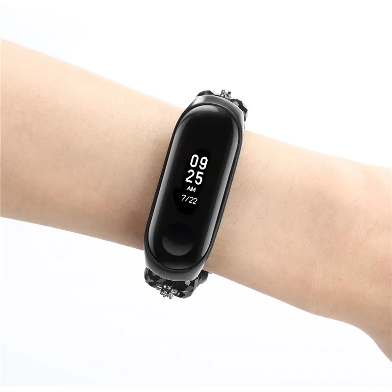 Ремешок mi band 4 Pulsera mi Band 3 для браслет для mi band 4 Браслет Агат жемчуг эластичный чехол из нержавеющей стали чехол ремешок для Xiao mi Smart аксессуар