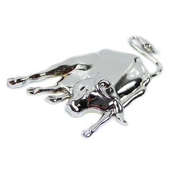 

3D Silver Chrome Metal Bull Emblem Car Auto Truck Sticker Decal