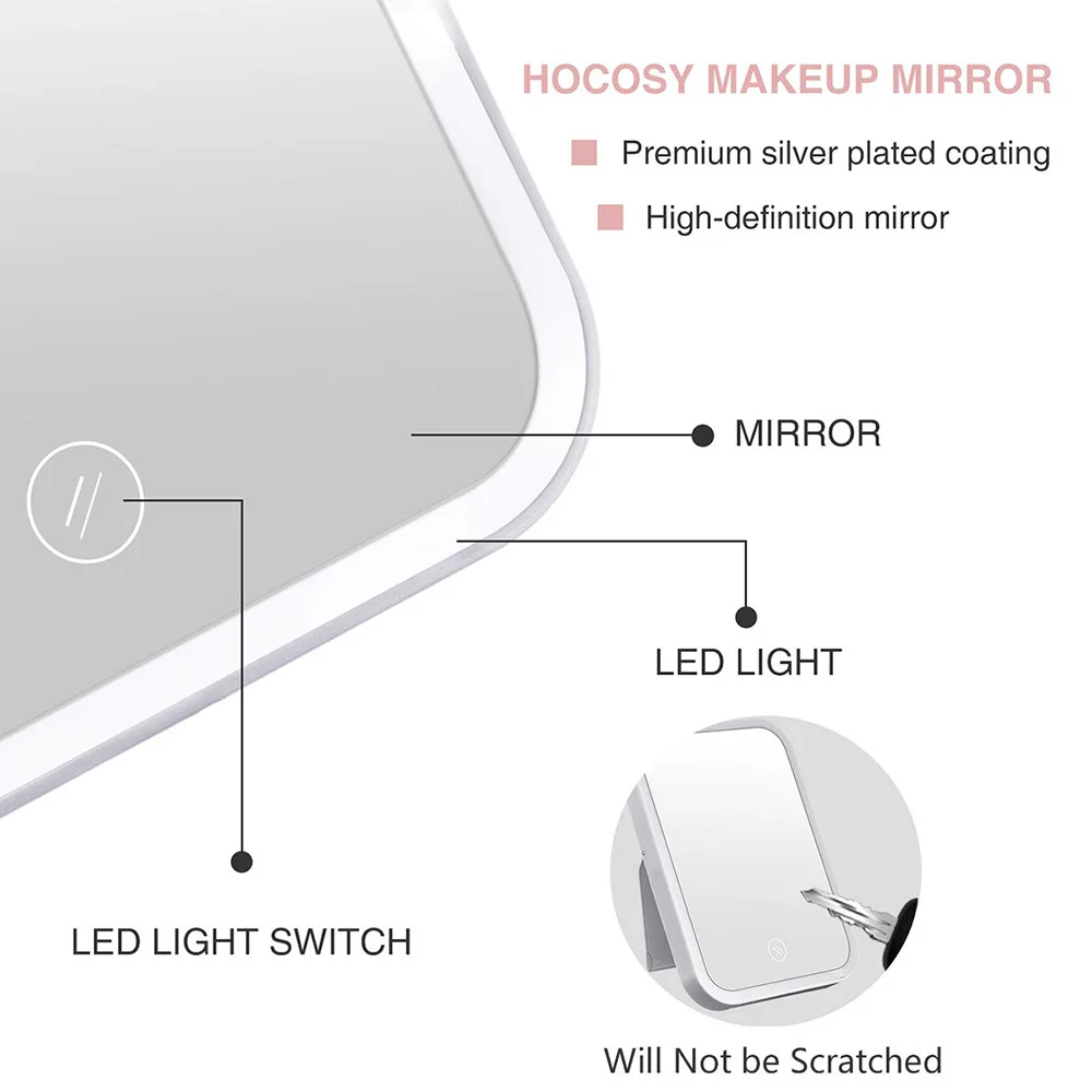 FFFIST 33 LEDs Rechargeable Beauty Makeup Mirror With Lights Adjustable Touch Portable Illuminated Vanity Makeup Light 3