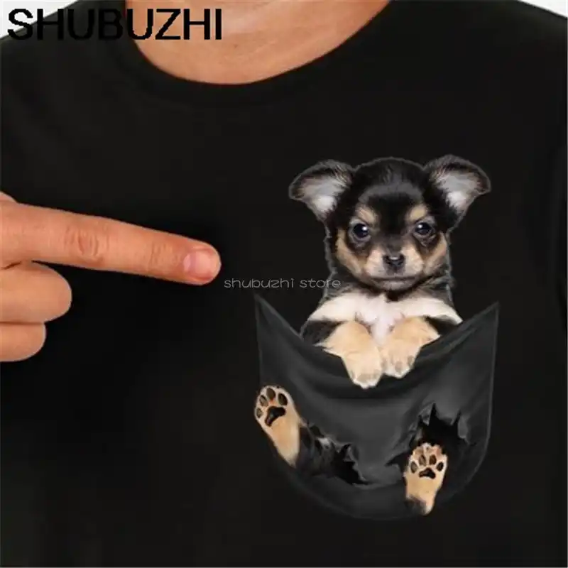 Chihuahua Inside Black Pocket T Shirt Dog Lovers Black Cotton Men S 6xl Hotcartoon T Shirt Men Unisex New Fashion Sbz6093 T Shirts Aliexpress