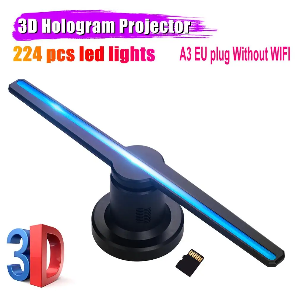 42 см/16,5 дюйма 3D WiFi голограмма светодиодный проектор Вентилятор рекламный дисплей голографическая лампа 3D пульт дистанционного управления голограмма плеер Projetor - Цвет: EU plug Without WIFI