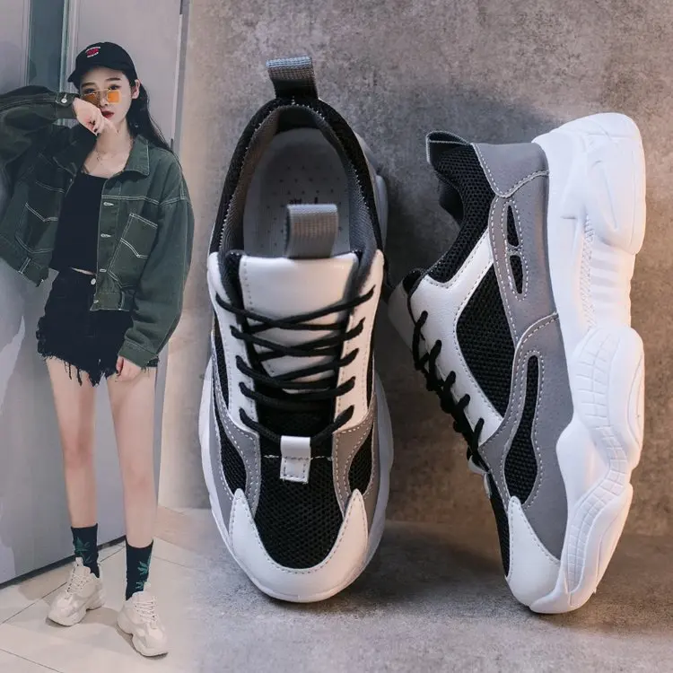 

Dad Shoes Women's 2019 Autumn Korean-style Versatile Thick Bottomed Online Celebrity Extra High Breathable Casual Sports Shoes F