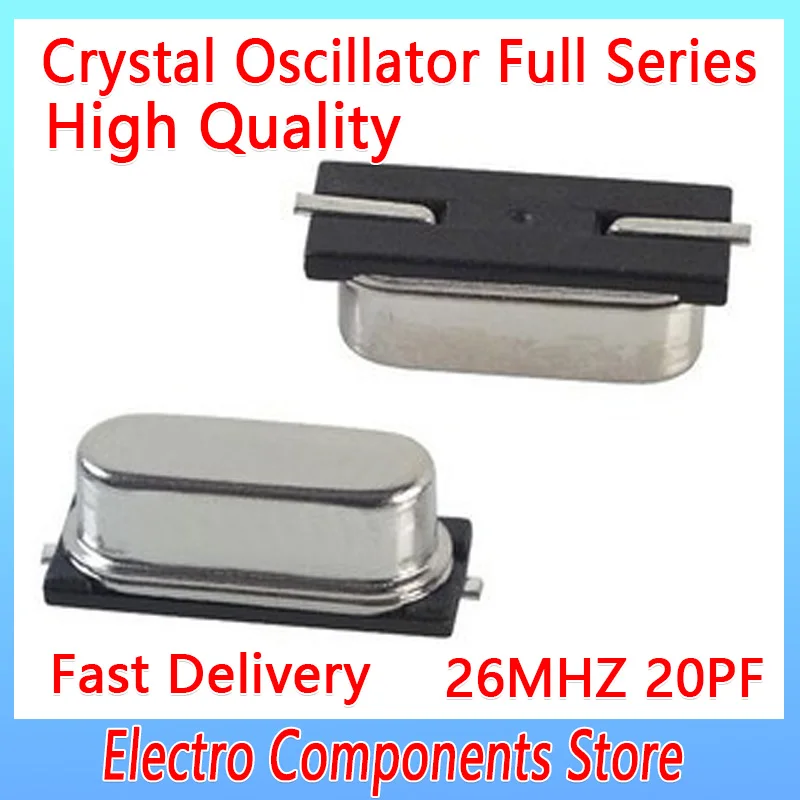 10PCS/Lot HC-49SMD 2Pin 49SMD SMD Quartz Crystal Resonator Passive Oscillator 26MHZ 20PF 20PPM 26.000 SMD crystal 26.000MHZ 26M