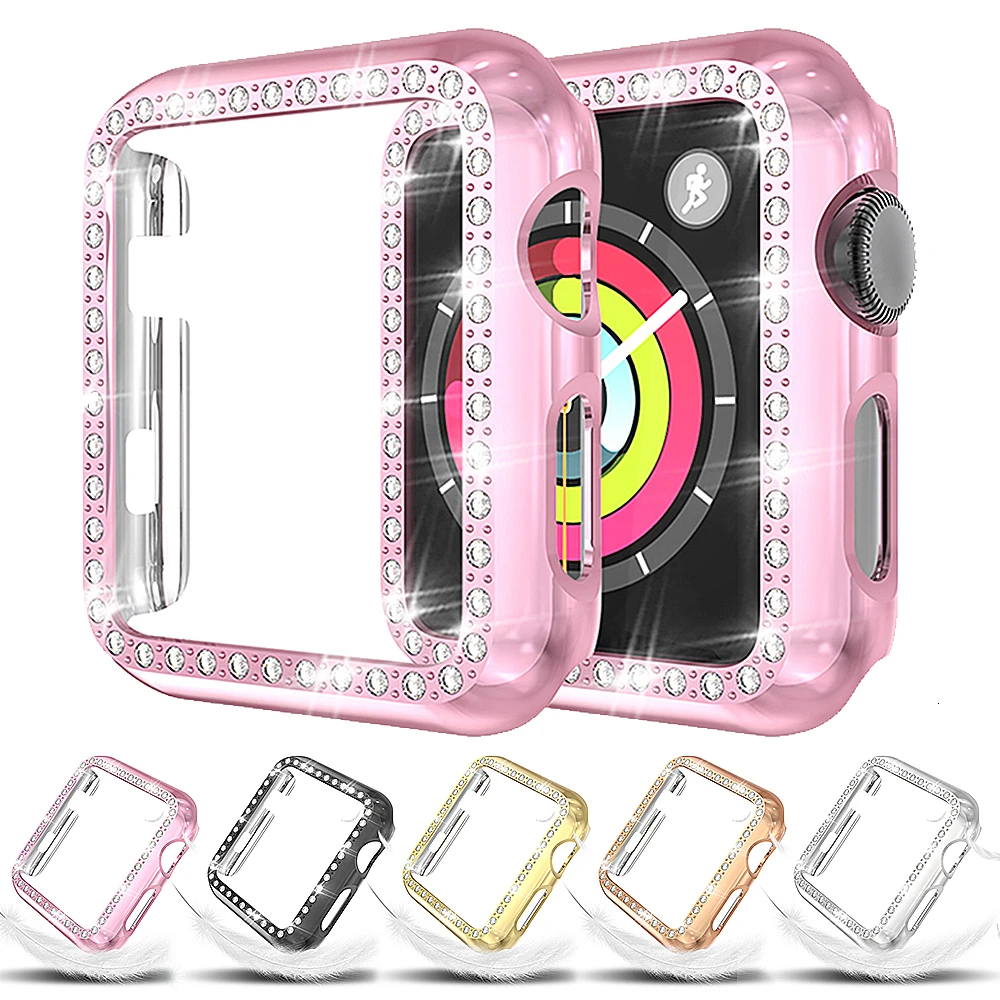 

Diamond Case For Apple Watch Series 5 44mm 40mm iWatch 4 Screen Protective cover PC Watch Case for apple watch 3 case 38mm 42mm