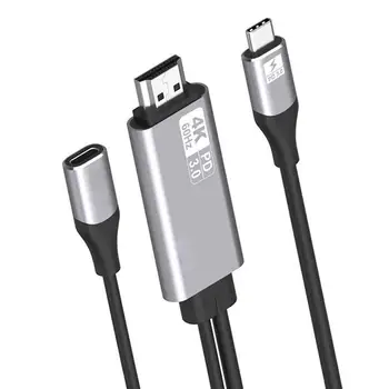 

Type-c Male to HDMI 4K 60Hz Cable Adapter Power Cord for Laptop/TV/Projector