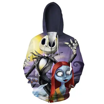 

ZOOTOP BEAR 2018 New Zipper Hoodies Halloween Men Women 3D Printed Workout Loose Harajuku Sweatshirts Plus Size Zip Up Tops