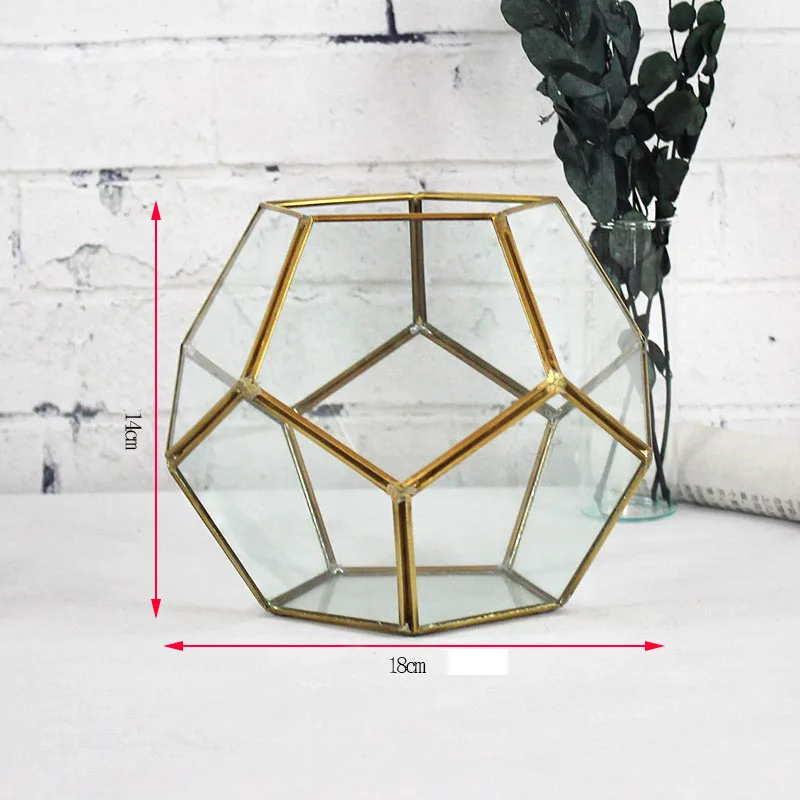 Геометрические пятисторонние в форме футбольного мяча стеклянные цветочные комнатные растения цветы пейзаж куб ваза декор на стол