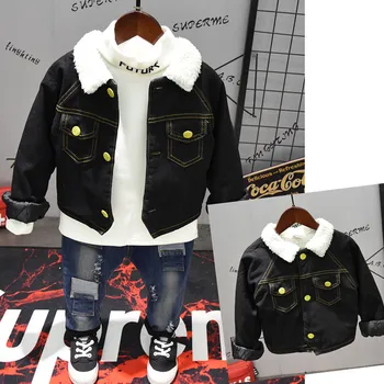 

Toddler Boys Clothing Set Winter Cowboy Coat for Children Velvet Jeans Fashion Casual Children's Two-piece Set