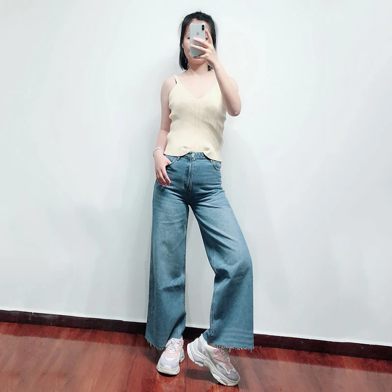 

Patads French women's jeans women's spring and summer leisure thin wide leg women's pants versatile loose p6542e