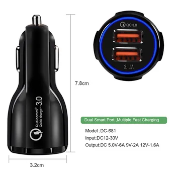 

Balight Professional Auto Accessories Car Fast Charger Dual Port Usb 3.1A One For Two Mobile Phone Usb Charger