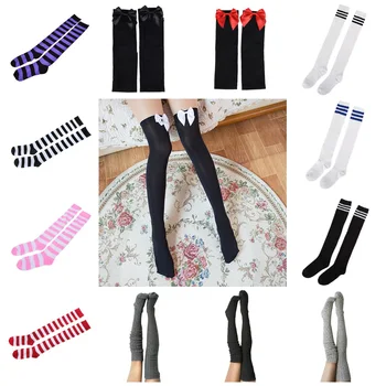 

Women Long Stockings Warm Thigh High Socks For Ladies Girls Fashion Striped/Bow/Solid Color Knee Socks Women