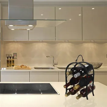 

Freestanding Wine Rack Black Metal Wine Stand Counter top Display Shelf Holds Up To 6 Bottles Stylish Exquisite Bar Furniture