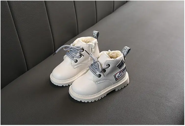 Autumn/Winter Plush Children boots Boys Girls Martin Shoes Fashion Brand Soft Leather Warm Kids Boots