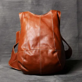 

Vintage Oxhide Top Layer Cow Leather Shoulder Bag Handmade Head Leather Backpack Cowhide Men's Computer Bag