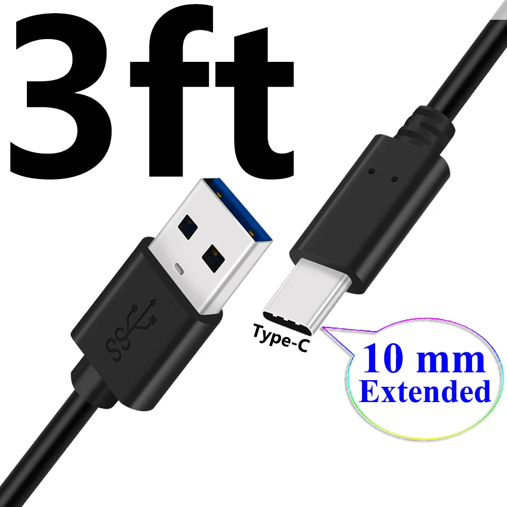 10 мм Расширенный наконечник QC 3,0 USB-C type C кабель для быстрой зарядки для Ulefone Armor 7 6S 6E 6 5 3W T 3W 3T 2S мощность 6 5S 3S прочный телефон - Тип штекера: 1m 3ft