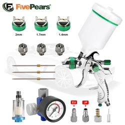 Fivepears pistola de pintura pneumática, aerógrafo profissional, kit de acessórios, pistola de pulverização profissional para carros