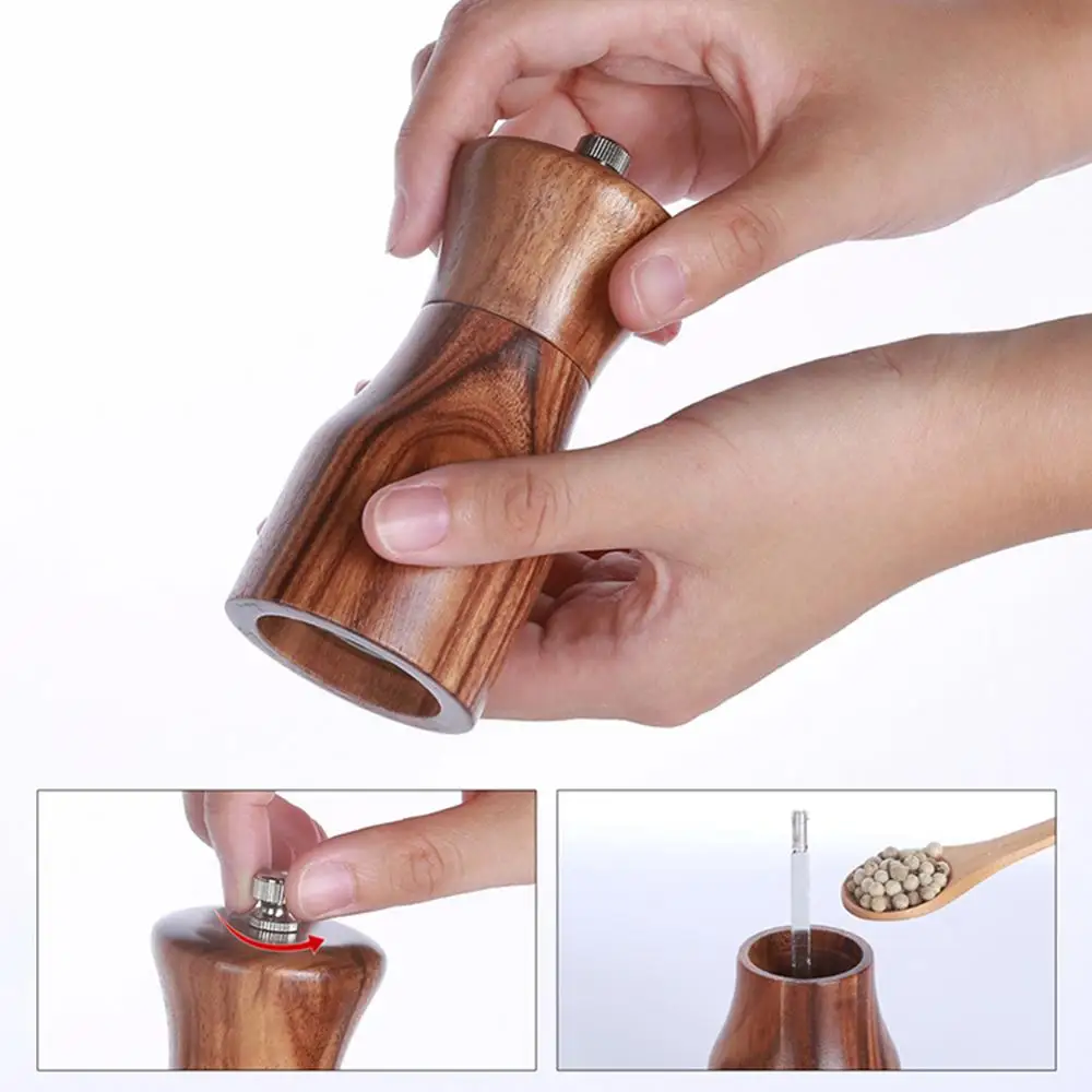Ручная мельница Rubberwood для соли перца измельчитель кухни и ресторана специй