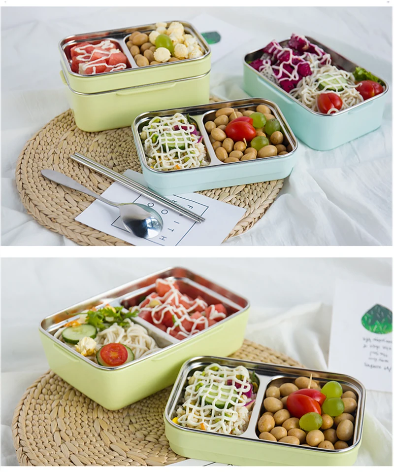 TUUTH Cartoon Lunch Box  Stainless Steel Double Layer Food Container Portable for Kids Kids Picnic School Bento Box B8