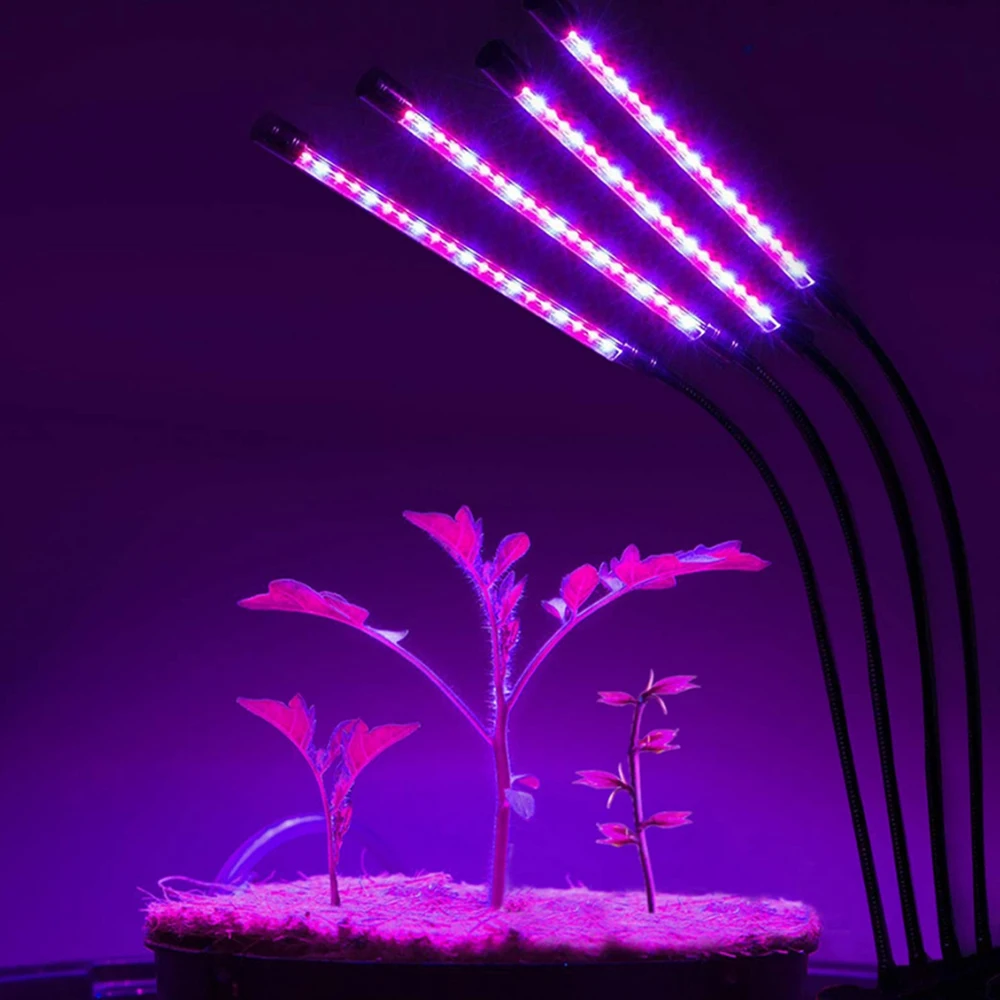 Full Spectrum LED 4 Tube Planting Light Flexible Clip USB Power Desktop Plant Growth Lamp Indoor Plant Growth Light For Flowers 4