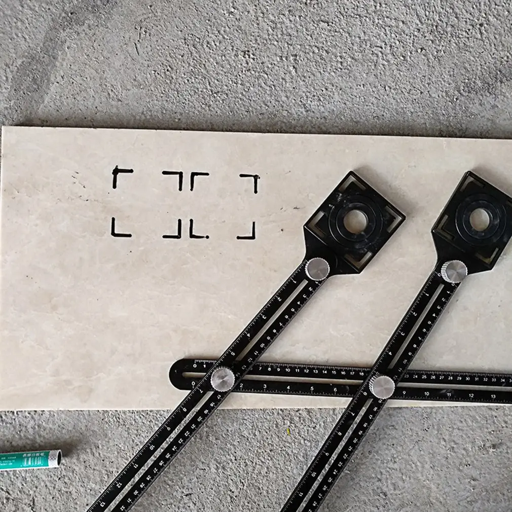 Double Head Folding Ruler Tile Hole Locator Universal Adjustable Masonry Glass Fixed Perforated Hand Tool