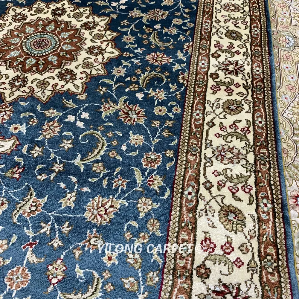 Yilong 2,7 'x4' персидский синий ковер с ручной вязкой изысканный турецкий ковер с Медальоном(HF204B