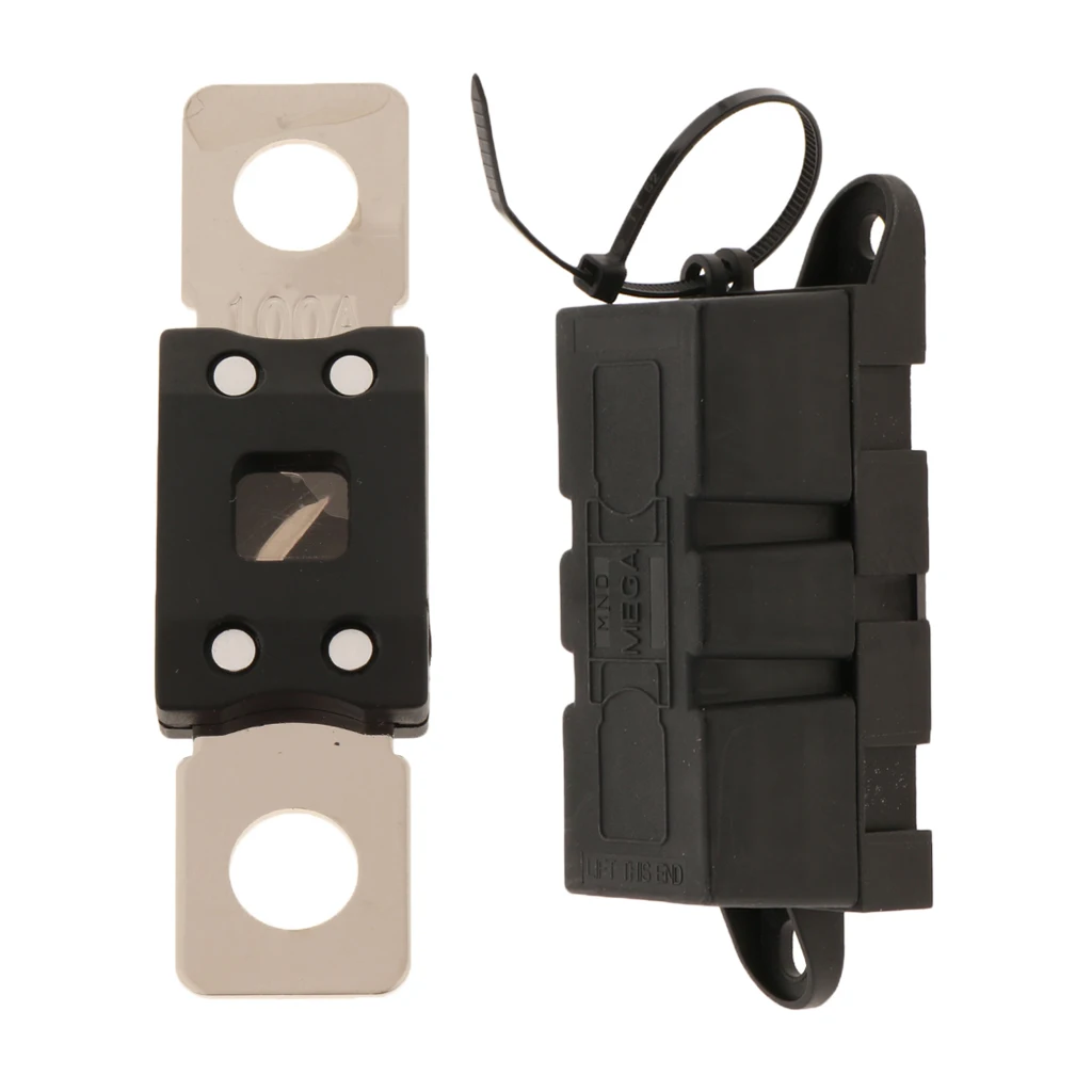 Automotive Single Terminal Fuse Holder+ Mega Bolt-Down Fuse for Forklift, Van, Marine, Truck, Boat, RV, Motorhome(100A
